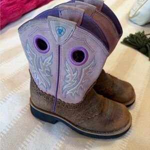 Ariat Kids' Lilac and Brown Cowboy Boots